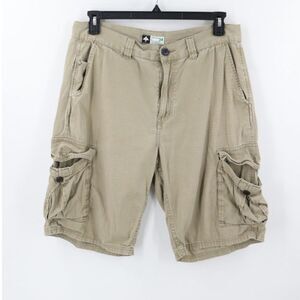 LRG Lifted Research Group Mens Khaki Cargo Shorts Distressed Size 35 Gorpcore